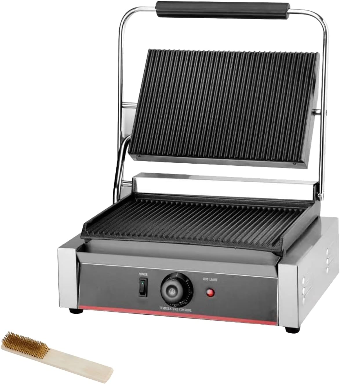KOUWO Large Panini Grill: Ribbed Plates for Perfect Sandwiches