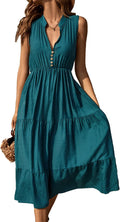 BROVAVE Womens Sleeveless Striped Midi Dress - Casual Summer Staple