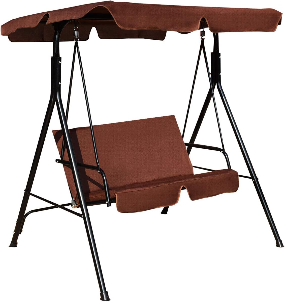 Tangkula 2 Person Porch Swing with Adjustable Canopy for Outdoors