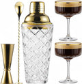 Cocktail Shaker Set with Coupe Glasses for Home Bar Enthusiasts