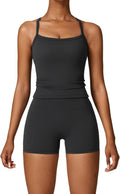 Two Piece Workout Sets For Women - Cross Back Tank Top & High Waist