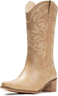 IUV Cowboy Boots For Women Pointy Toe Mid Calf Boots - Comfortable You