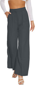 Women Suit Pants Wide Leg High Elastic Waisted Back - Work Trousers