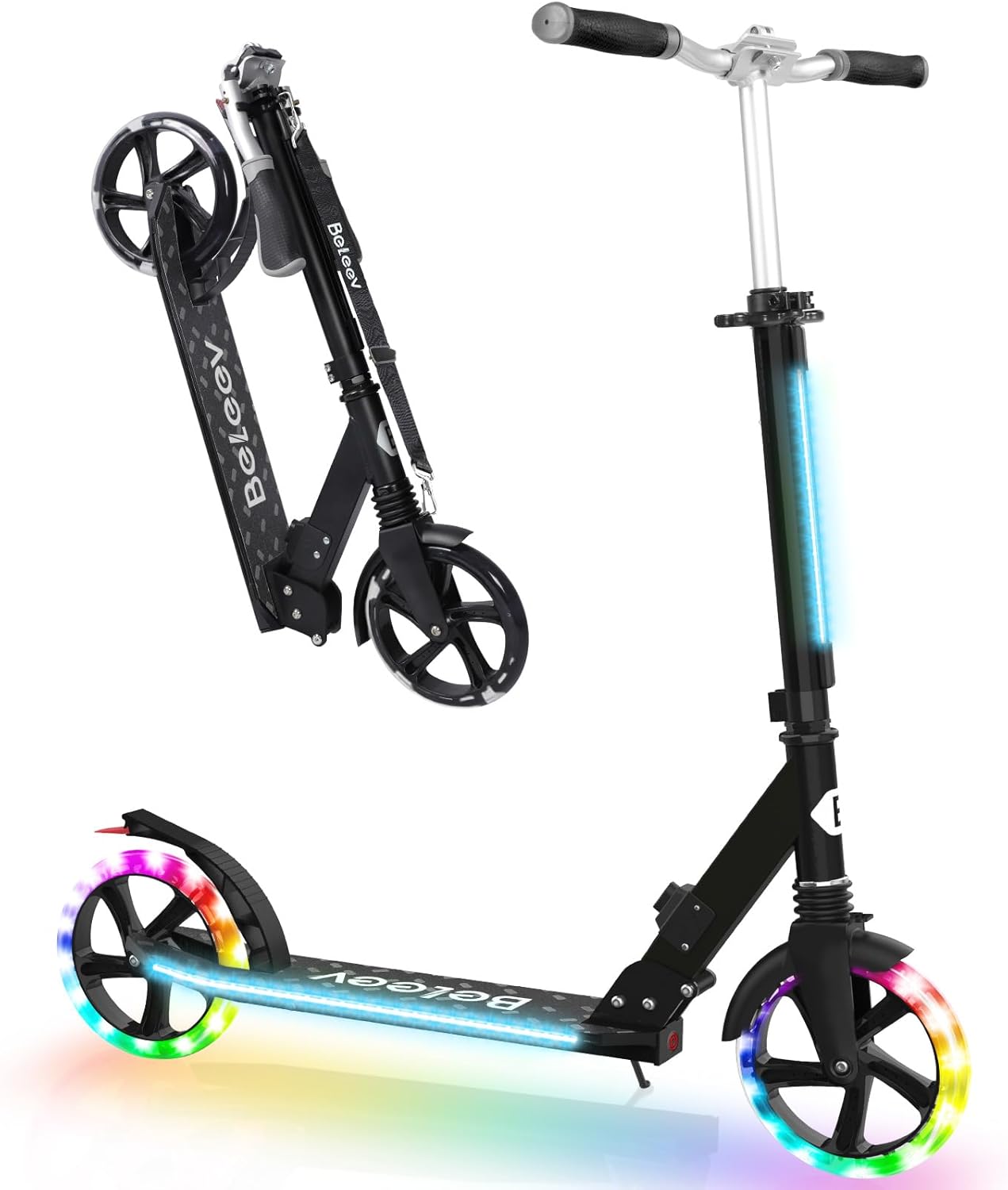 BELEEV V8 Scooters for Kids Ages 6+ with Light-Up Deck