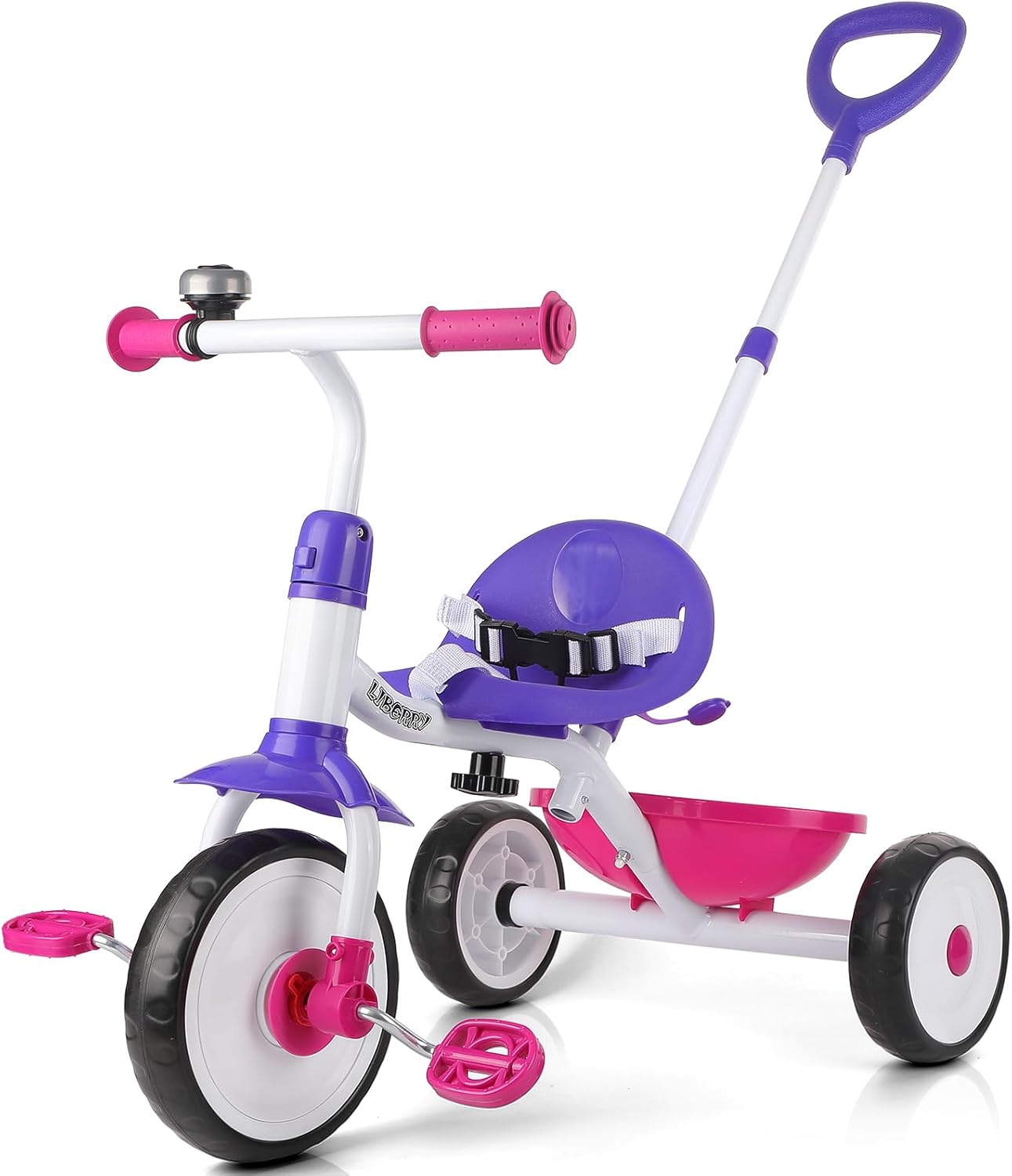 2 in 1 Toddler Tricycle for Ages 2 to 4 with Adjustable Push Rod