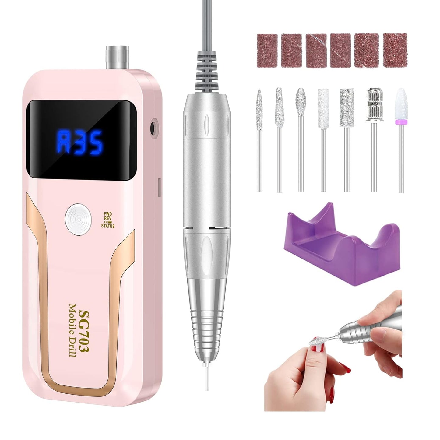 Portable Nail Drill Professional 35000 RPM for Salon and Home
