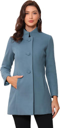 Allegra K Women's Winter Overcoat Mid-Long Stand Collar - Warm Sleeve