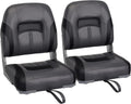 Elite Low/High Back Folding Fishing Boat Seat Pair - Marine Vinyl