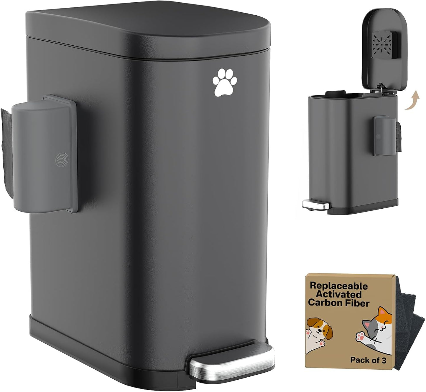 Dog Poop Trash Can with Odor Control & Step Pedal for Easy Use