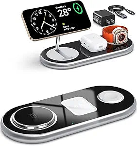 3 in 1 Fast Wireless Charger Stand for Apple Devices - Adjustable