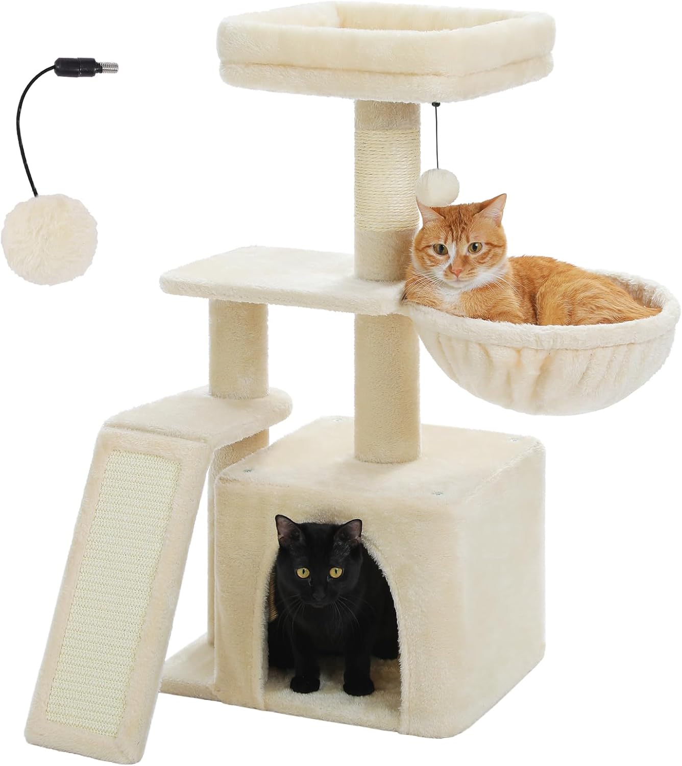 PETEPELA Small Cat Tree for Indoor Cats with Cozy Hammock