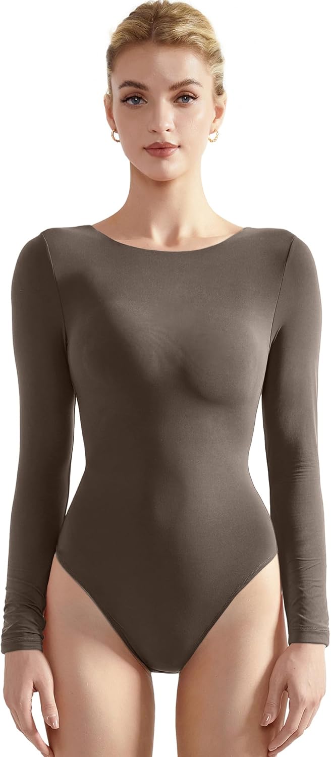 SUUKSESS Women Crew Neck Long Sleeve Bodysuit for All Occasions