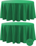 120 in Round Polyester Tablecloth 2 Pack - Emerald, Waterproof