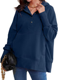 AlvaQ Womens Oversized Sweatshirt Hoodie Button Neck - Cozy Winter