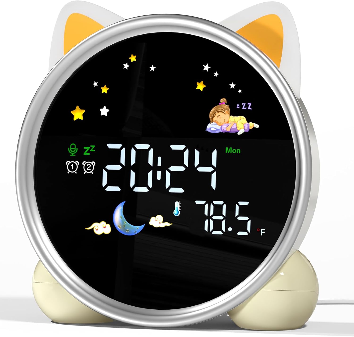Kids Alarm Clock with Night Light for Sleep Training and Fun