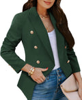 Womens Casual Blazer Jacket Gold Button Long Sleeve - Classic Work