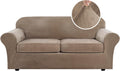 Real Velvet Plush 3 Piece Stretch Sofa Cover for 72-90 in - Thick Soft