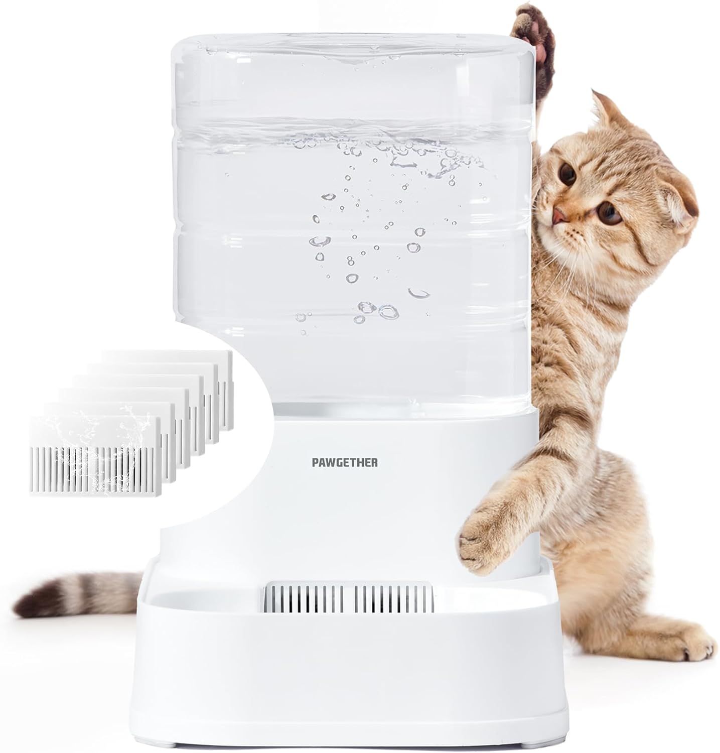 PAWGETHER Gravity Cat Water Dispenser with 6 Filters for Pets
