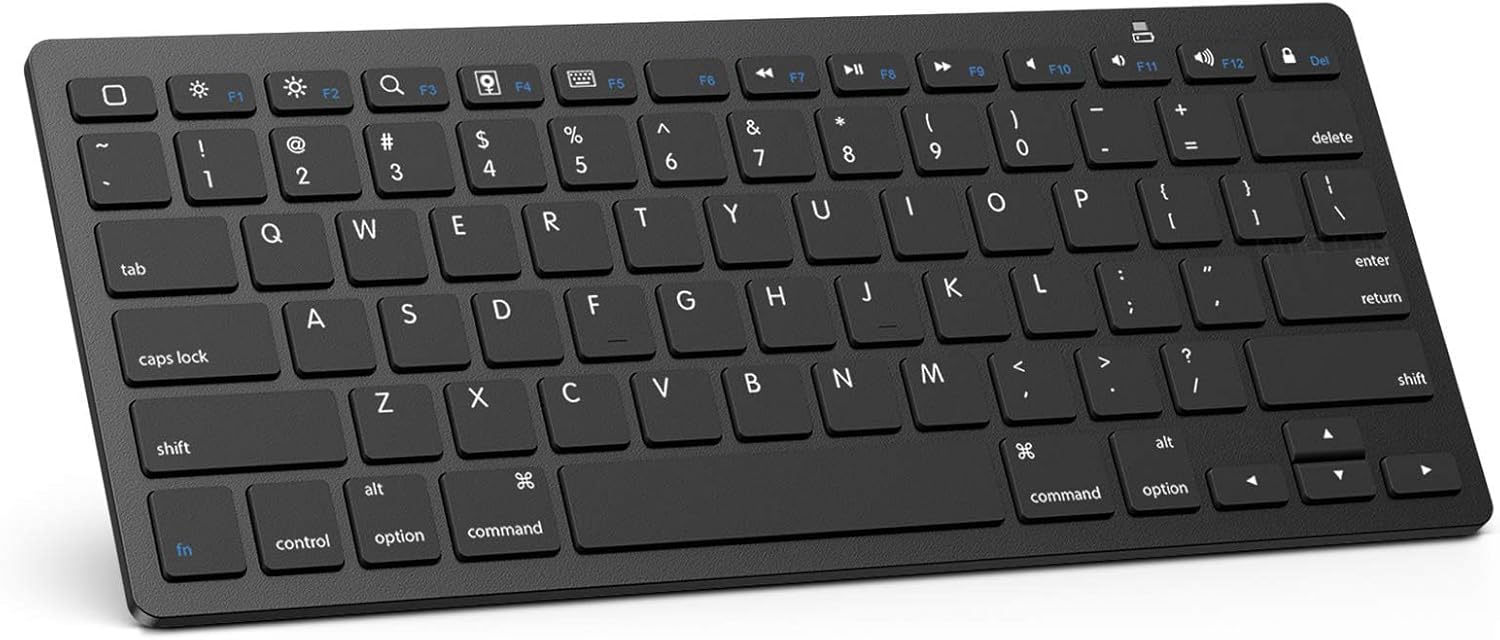 OMOTON Black Bluetooth Keyboard for iPad 10th Gen & More, Ultra-versatile Typing