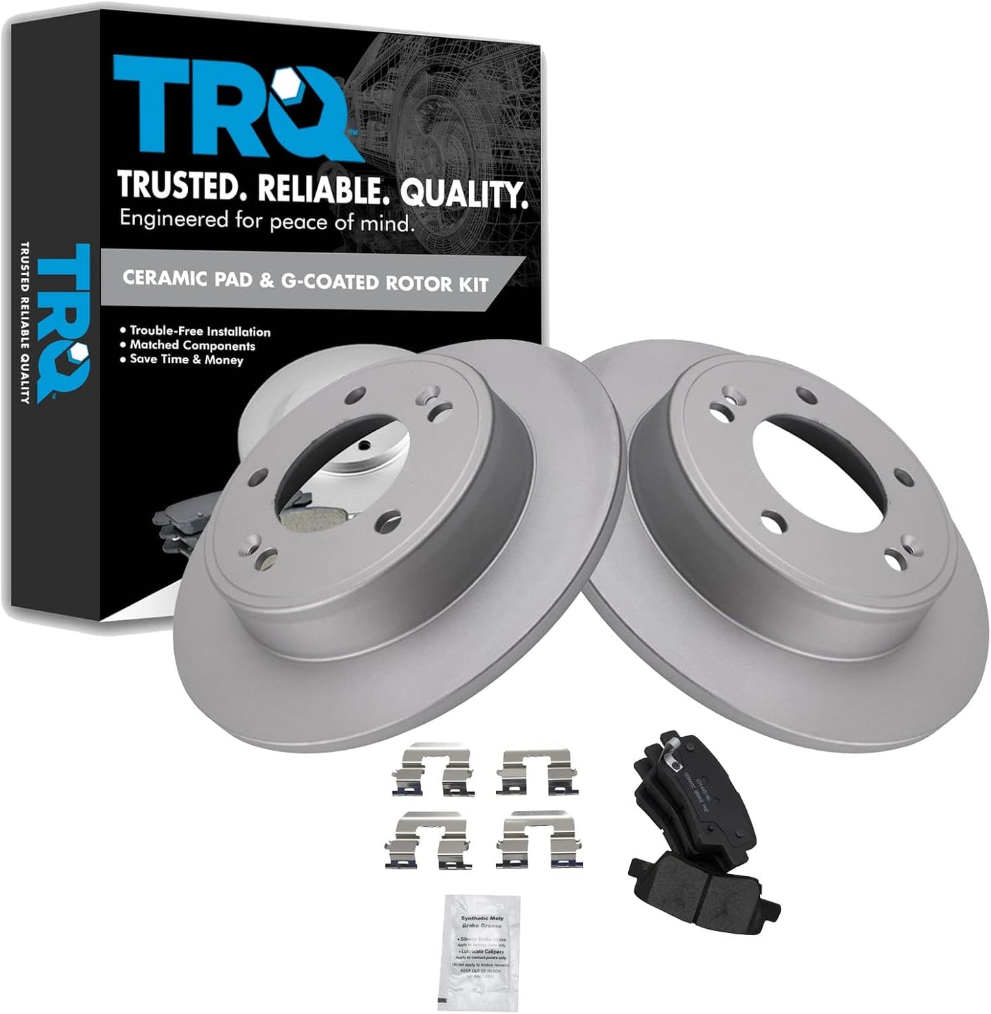 TRQ Rear Brake Pad & Rotor Kit for Hyundai & Kia Vehicles
