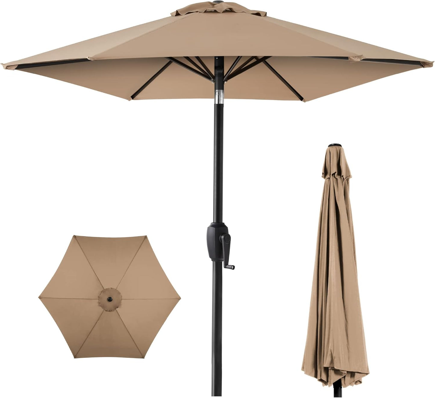 7.5ft Heavy-Duty Round Outdoor Market Table Umbrella - Tan