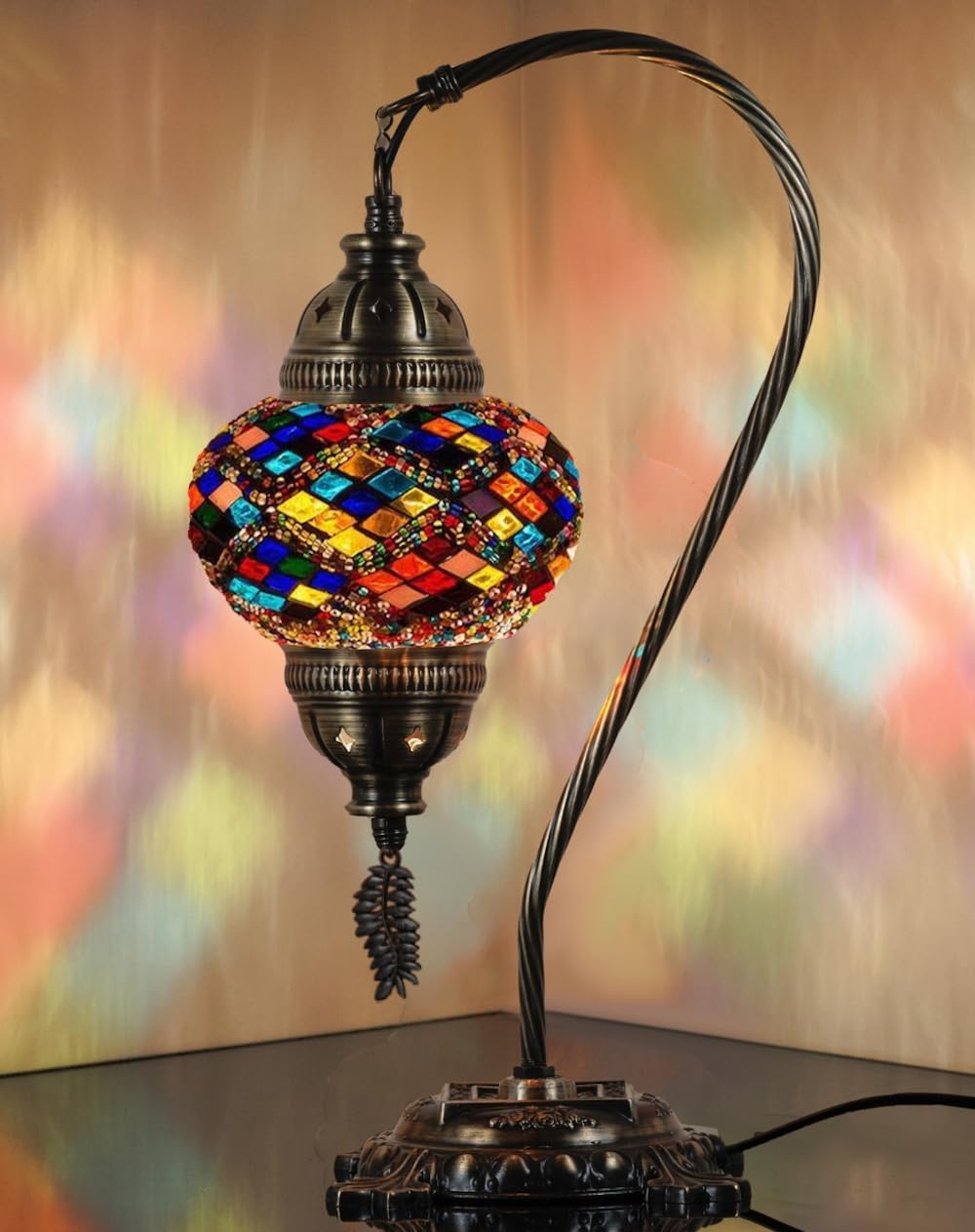 DEMMEX Turkish Table Lamp Handmade Tiffany Mosaic Glass Light