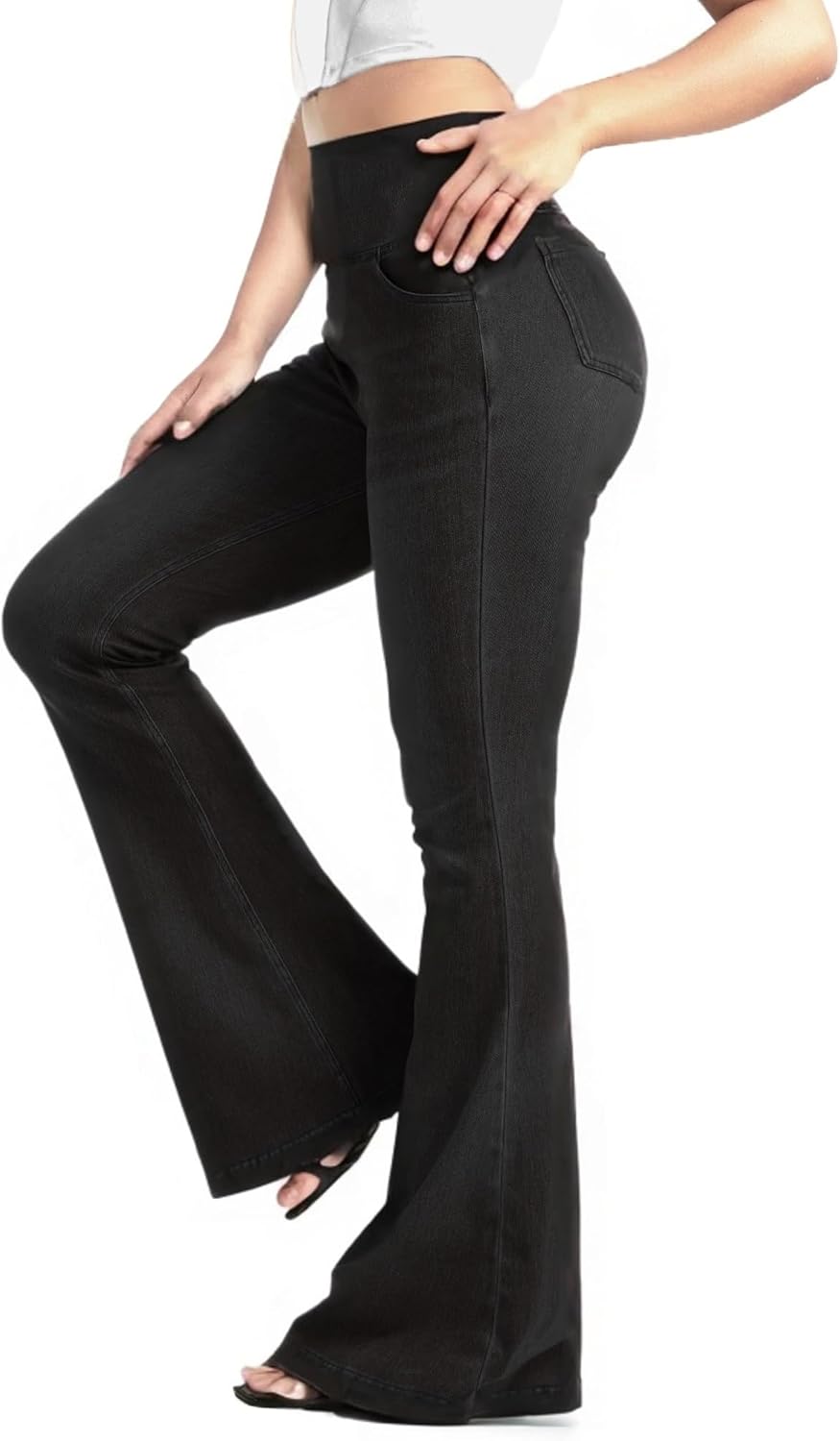 BlueRose Knit Stretchy Flare Jean for Women with Pockets