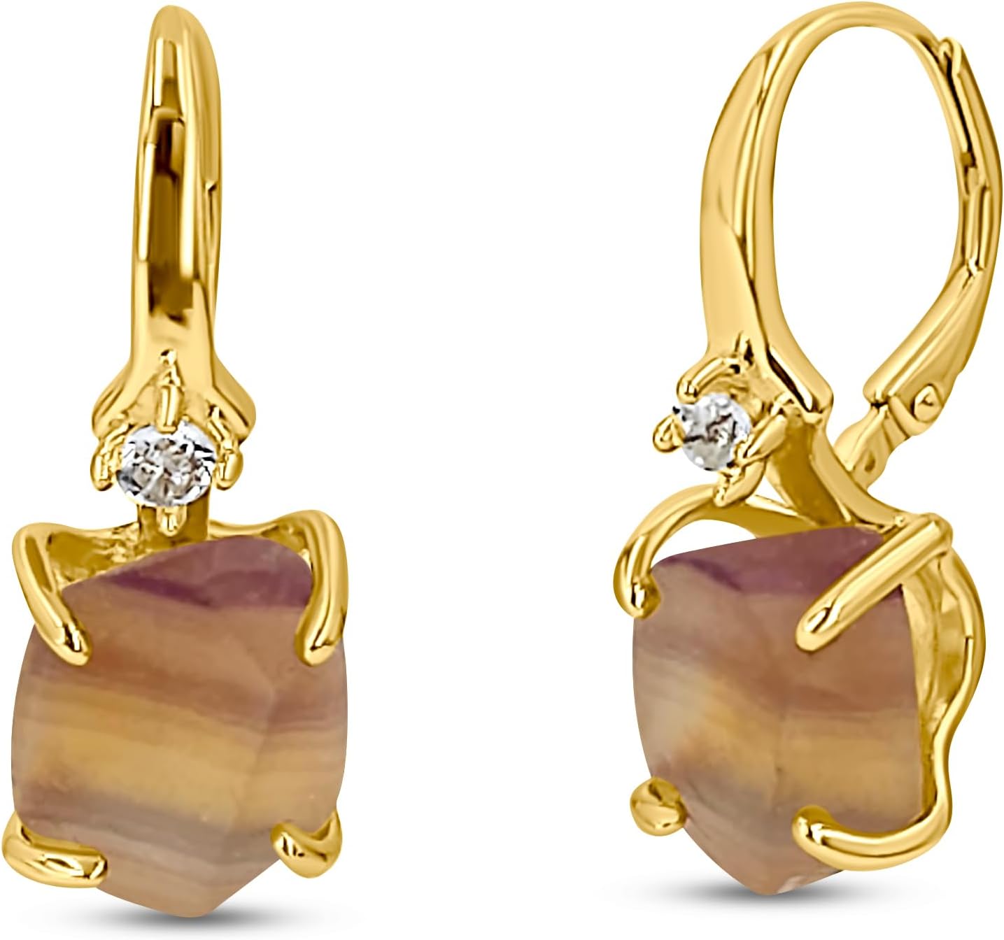 Real Raw Crystal Drop Earrings for Birthstone Gift for Her