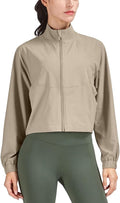 Women's Cropped Athletic Zip Up Jacket - UPF 50+ Sun Shield