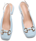 Slingback Mary Jane Heels Low Block Heel Closed Square Toe - Office