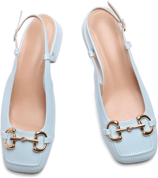 Slingback Mary Jane Heels for Women with Low Block Heel Style