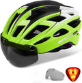 Bike Helmet with Rear Light & Magnetic Goggles - Lightweight