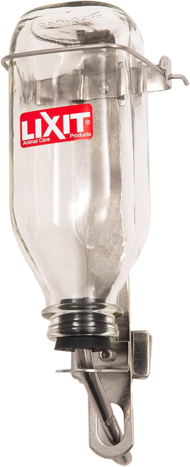 Lixit Heavy Duty Deluxe Glass Water Bottle for Birds and Pets