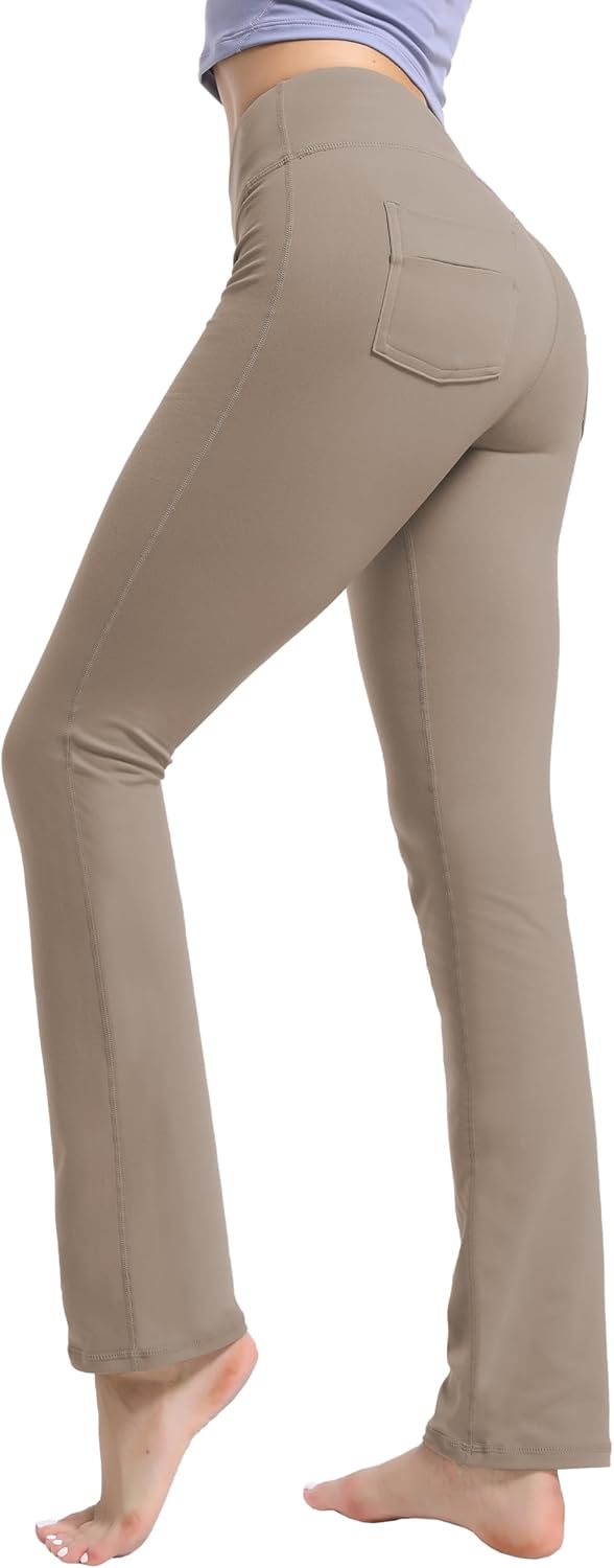 BUBBLELIME Women's High Waist Straight Leg Yoga Pants with Pockets