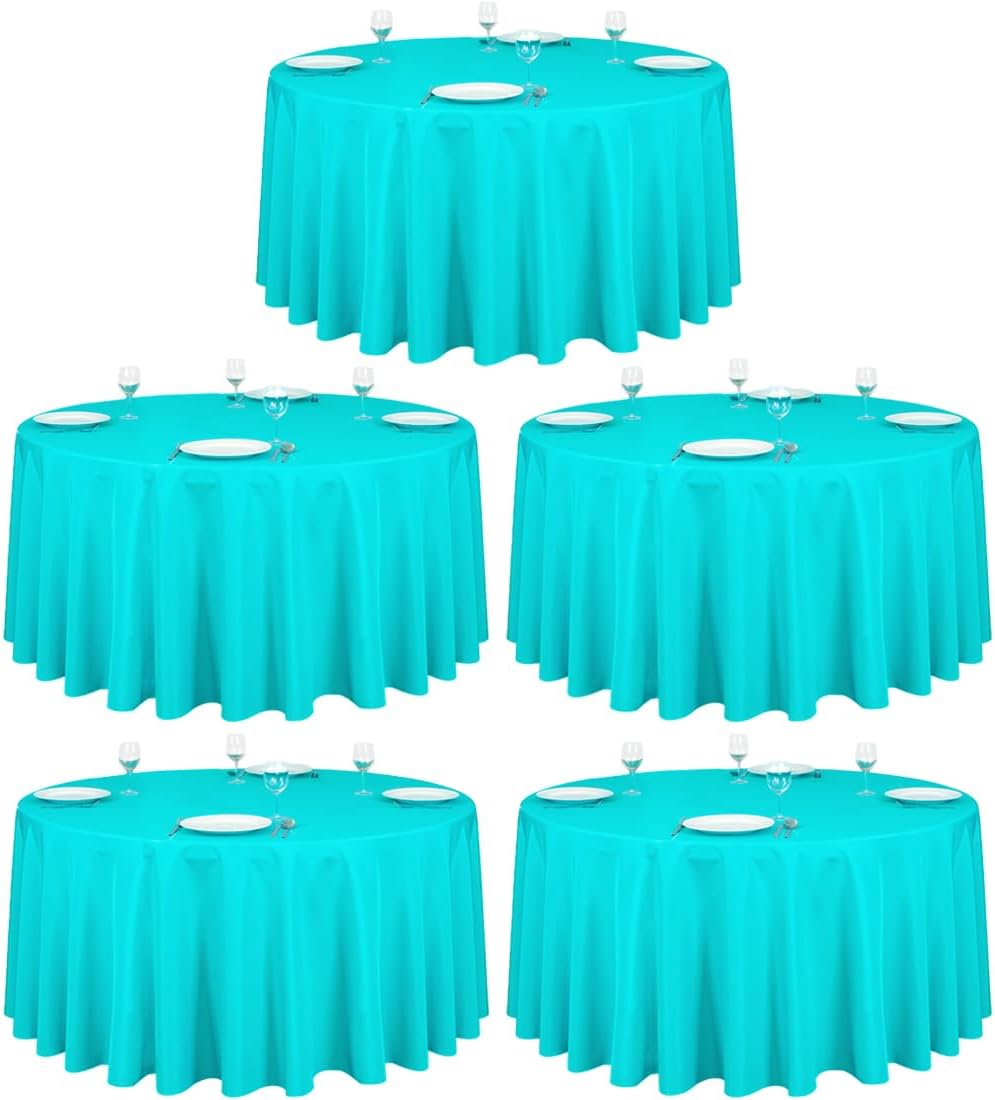 LTC LINENS 120 Inch Round Tablecloths for 60 Inch Tables