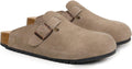 Women's Men's Suede Clogs Leather Mules Cork Footbed Sandals - Arch as