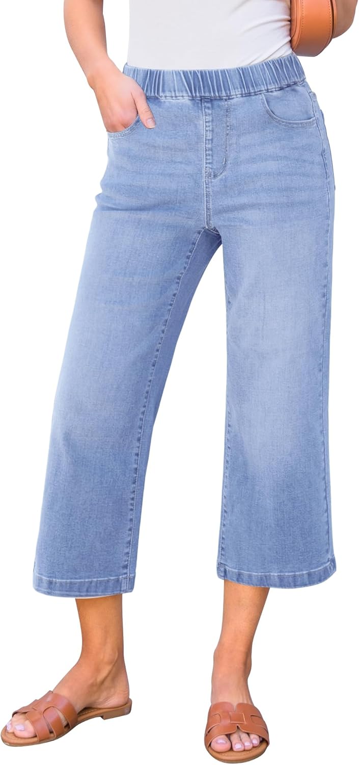 GRAPENT Capri Jeans for Women: Stylish Wide Leg Denim Pants