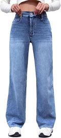 High Waisted Wide Leg Sweatpant Jeans for Women - Denim Look Comfort