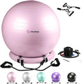 Exercise Ball Chair with Resistance Bands - 65 cm Stability Base