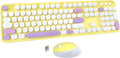 Colorful Wireless Keyboard Mouse Combo - Retro Round Keys, Stable
