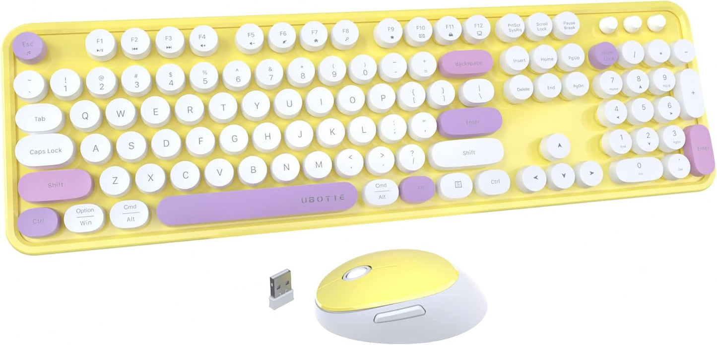 UBOTIE Colorful Wireless Keyboard Mouse Combo for Office Use
