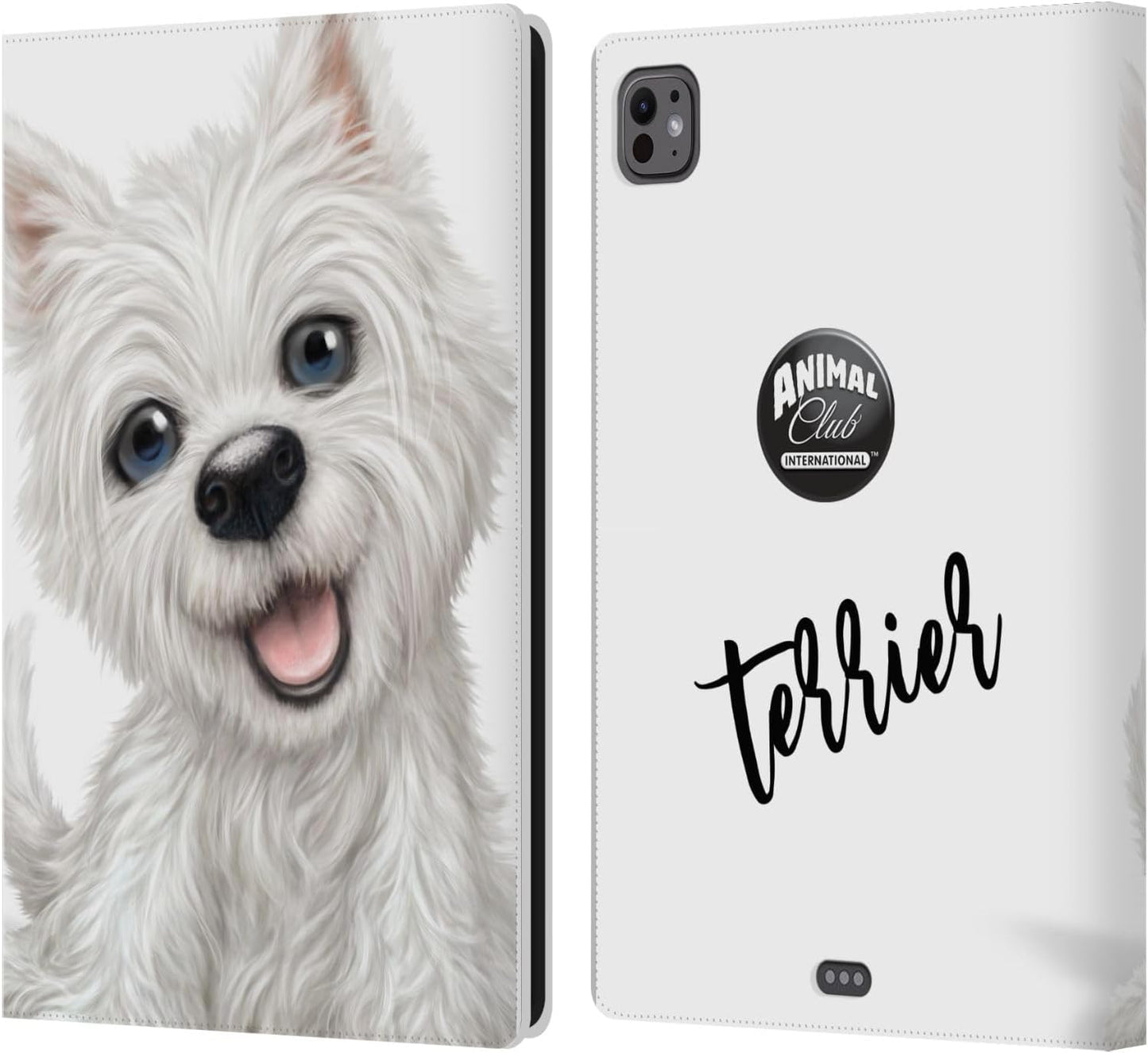 Animal Club International Terrier Faces Leather Wallet Case for iPad