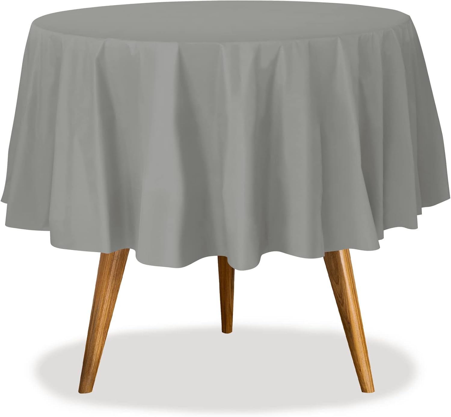 Silver Disposable Plastic Tablecloth for Round Tables - 36 Pack