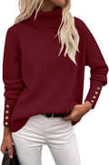 Rapbin Turtleneck Sweater for Women - Cozy High Low Knit Pullover