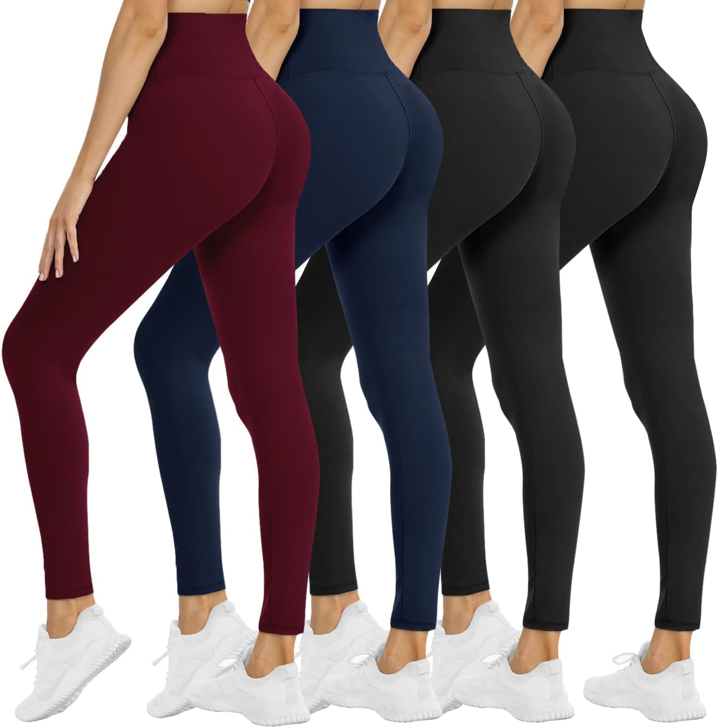NexiEpoch 4 Pack Leggings for Women - High Waisted Tummy Control