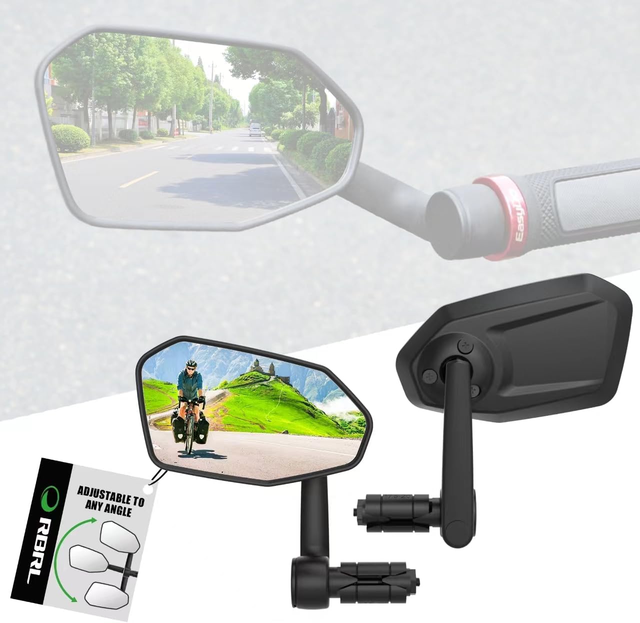 RBRL Bicycle Mirror - Extra Large 360 Adjustable Rear View Mirror
