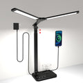 LED Desk Lamp with Dual Heads, Height Adjustable - Dimmable 15W