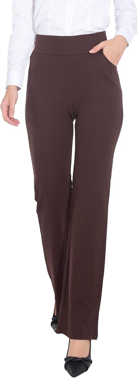 ZTN Women's High Waist Pull-On Dress Pants for Business Casual
