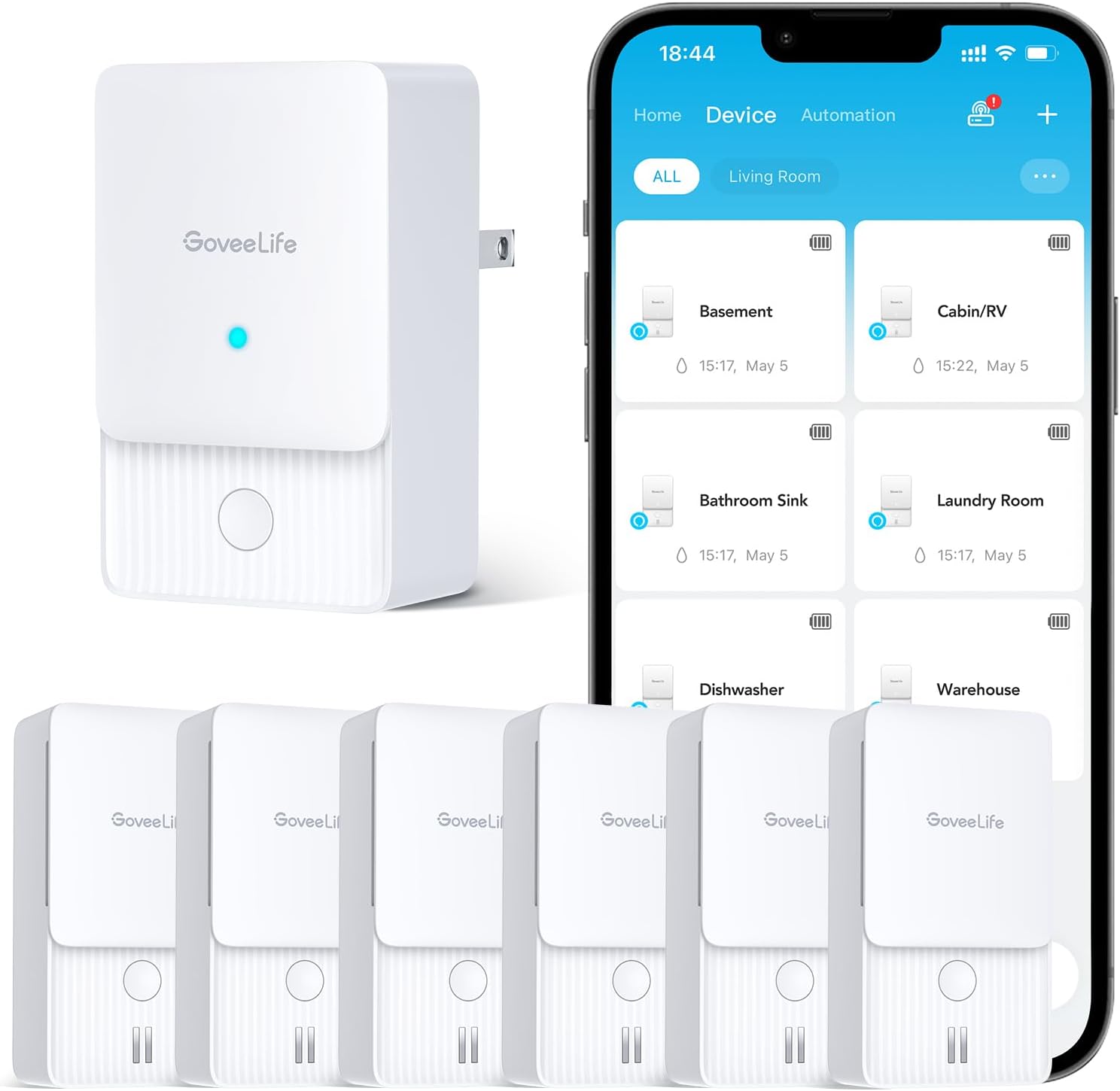 GoveeLife Premium Smart Water Leak Detector 2 with Long Range