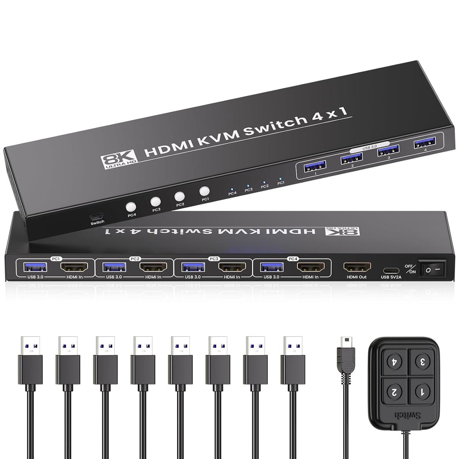 HDMI KVM Switch 1 Monitor 4 Computers for Seamless Control
